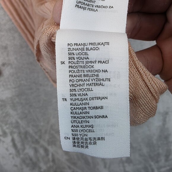 COS Sweater Womens Medium Beige Ribbed Turtleneck Lyocell Wool Long Sleeve Top - Picture 9 of 11